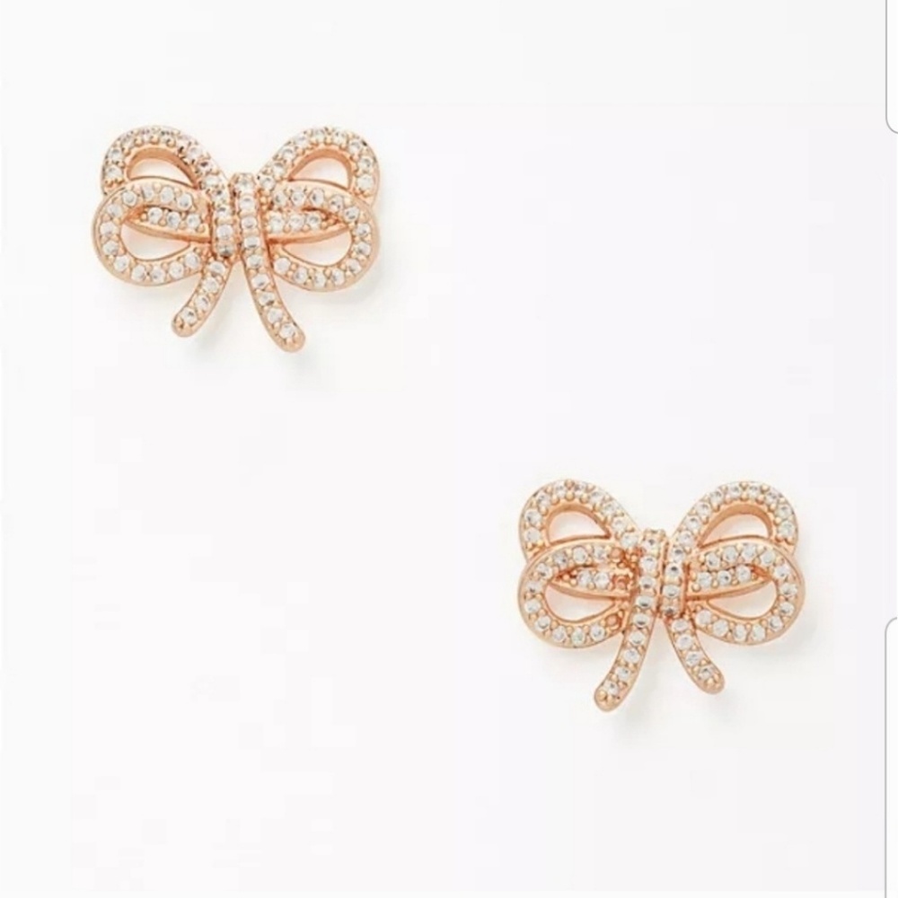 NWT Kate Spade 'Bow Meets Girl' rose gold earrings - Picture 1 of 5